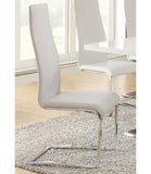 Breuer Style White Leatherette High Back Dining Chairs Set of 4 with Chrome Bases - 17.00 x 22.75 x 43.75