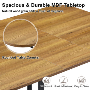 English Elm 7-piece Rectangular Dining Set Seats 6 with Faux Leather Chairs and Melamine Top W3875S00041
