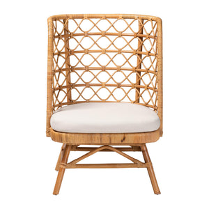 English Elm Modern Natural Rattan Accent Chair Woven Openwork Frame for Bohemian Living Spaces B2750P420415