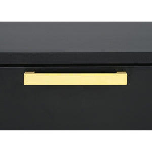 English Elm Lexie Tall Black 6-Drawer Chest with Gold Pulls & Bracket Legs — Modern Glam Storage for Small Spaces B062P358074