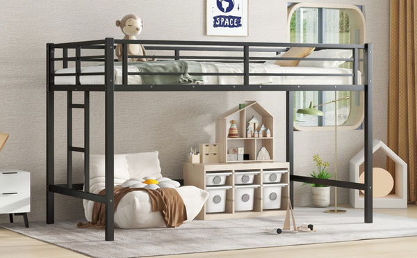 English Elm Twin Metal Loft Bed With Ladder & Guardrails - Stylish Space-Saving Solution For Kids’ Rooms! W1580P309651-GIGA