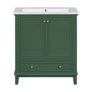 English Elm 30" Stylish Dark Green Bathroom Vanity With Sink Combo, Durable Mdf, Modern Design & Storage Solution SY999606AAF-6