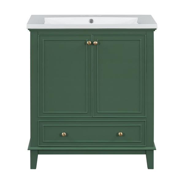 English Elm 30" Stylish Dark Green Bathroom Vanity With Sink Combo, Durable Mdf, Modern Design & Storage Solution SY999606AAF-6