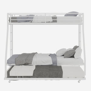 English Elm High Stability Square Tube Bunk Bed With Trundle & Ladder - Modern Design For Home & Dorms! W1935P360891