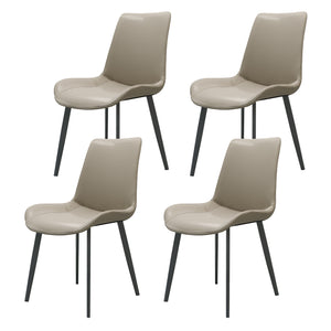English Elm Light Grey PU Leather Dining Chair Set of 4 with Metal Legs — Ergonomic, Stain‑Resistant, 330lb Capacity T3967P384568