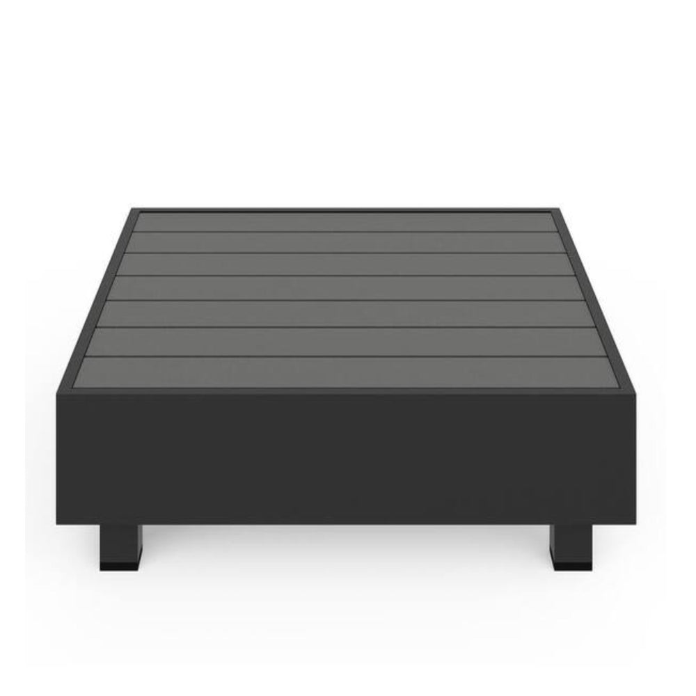 English Elm 29" Square Steel Outdoor Coffee Table Matte Black Slatted Top for Patio Lounge B082P455168