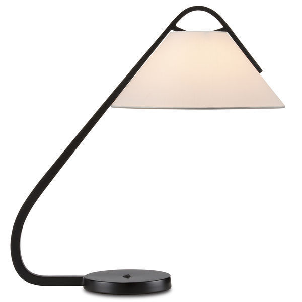 Frey Stylish Black Desk Lamp with Off-White Shade – Mid-Century Modern Design for Your Office