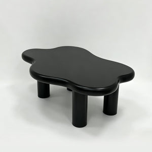 English Elm 40-inch Cloud Shaped Coffee Table Sculptural Mdf Top with Tapered Legs for Living Rooms Black W3935S00004