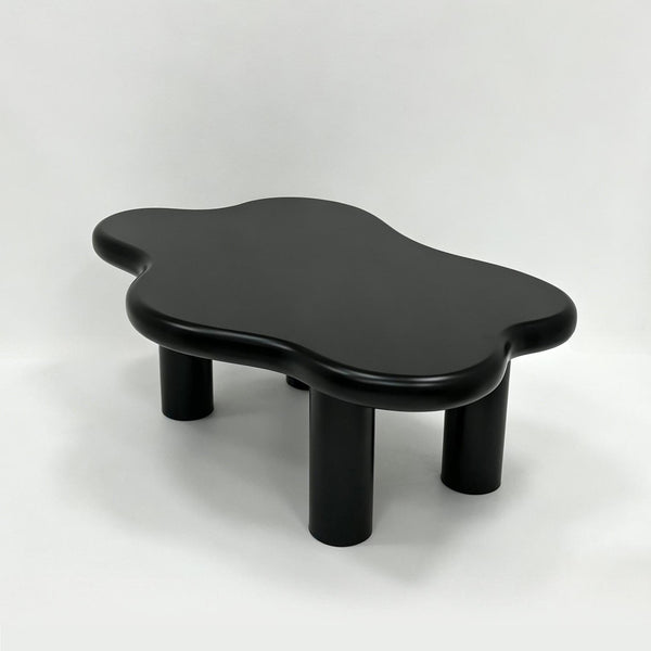 English Elm 40-inch Cloud Shaped Coffee Table Sculptural Mdf Top with Tapered Legs for Living Rooms Black W3935S00004