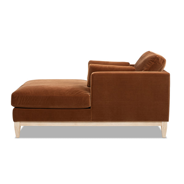 English Elm Jennifer Taylor Home - Knox Burnt Orange 65" Modern Farmhouse Chaise Lounge - Velvet, Feather-Down Foam, Reversible Cushions B2719P391773