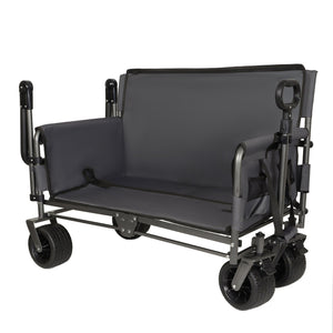 English Elm 3-in-1 Folding Wagon with Canopy Bench Seat 500lb All Terrain Heavy Duty Cart Gray W2932P354212