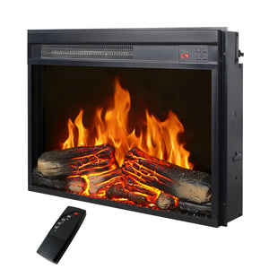 English Elm 23 Inch Electric Fireplace Insert Ultra Thin Led Log Flame Heater with Remote Timer W1769P345281