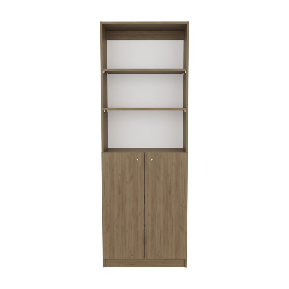 English Elm Home 2-Door Bookcase Beige – Modern MDF Storage Cabinet with Dual Doors, Multi-Tier Shelves, Versatile Room Use B200P335317