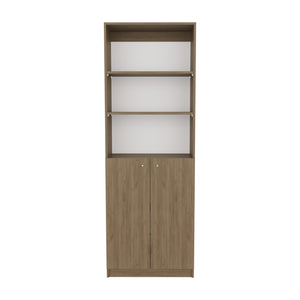 English Elm Home 2-Door Bookcase Beige – Modern MDF Storage Cabinet with Dual Doors, Multi-Tier Shelves, Versatile Room Use B200P335317