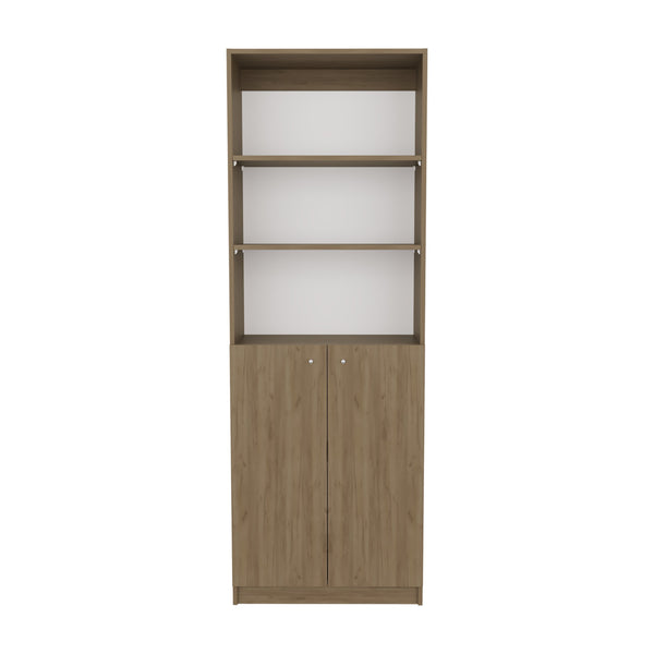 English Elm Home 2-Door Bookcase Beige – Modern MDF Storage Cabinet with Dual Doors, Multi-Tier Shelves, Versatile Room Use B200P335317