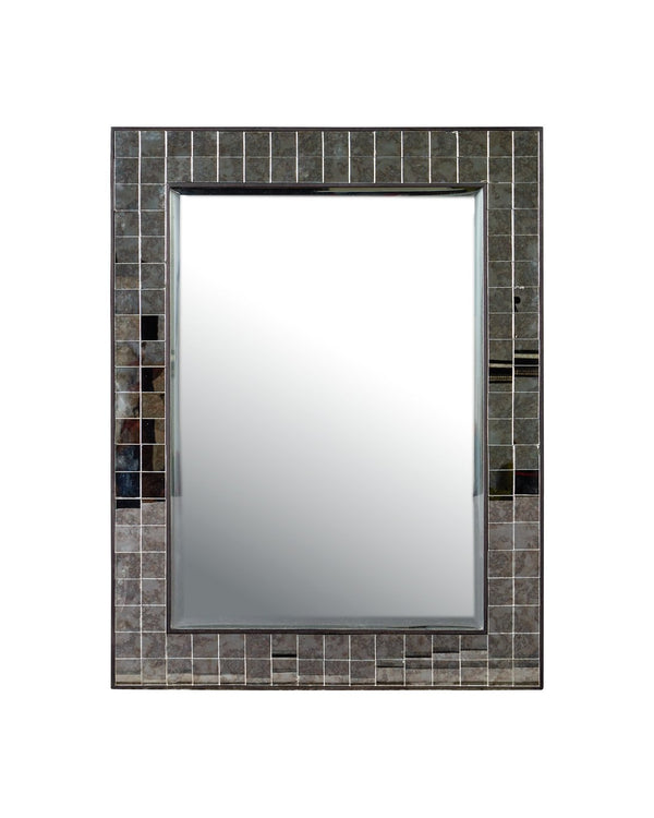 Currey & Company Mosaico Rectangular Mirror - Stunning Beveled Design In Antique Tiles, Perfect For Any Home Décor Ivory Mango Wood ,Glass 1000-0166-currey-company