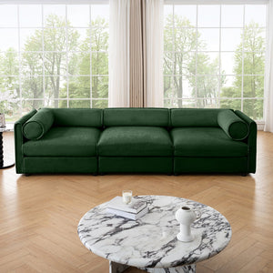 English Elm Elegant Green Chenille Sofa: Chic 3-Seater With Hidden Storage, Ergonomic Backrest & Modular Design W714S01060