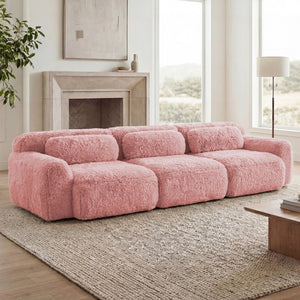 English Elm 114''soft Plush Modular Sectional Sofa with Cloud Cushions for Living Room Theater Pink W714S01558