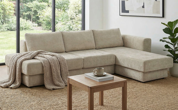 English Elm L-shaped Chenille Sectional Sofa with Deep Modular Seating and Layered Cushion Comfort Brown N763S000090D