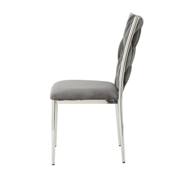 English Elm Modern Velvet Upholstered Dining Chairs Set of 2 with Electroplated Legs for Kitchen Dark Gray W210P301598