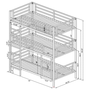 English Elm Rollins Gunmetal Triple Twin Bunk Bed – Heavy-Duty Steel Space-Saving 3-Tier Sleep Solution for Rooms B062P340742