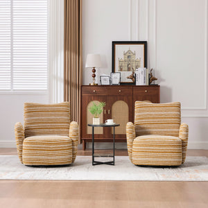 English Elm Modern Boucle 360° Swivel Leisure Chair with High‑Resilience Sponge, Supportive Curve, 550lb Capacity Mustard yellow W395P355482
