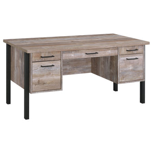 English Elm Azura Weathered Oak 4-drawer Office Desk with Spacious Work Surface, Rustic Engineered Wood, Organized Storage B062P337737