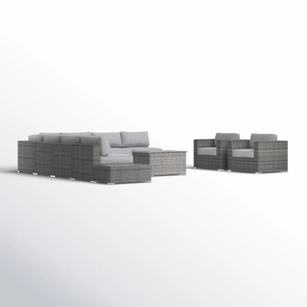 English Elm Outdoor 8-Person Wicker Seating Set With Cushions - Ready To Use, Durable, Stylish & Low Maintenance B120S00270-GIGA