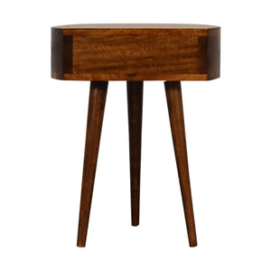 English Elm Solid Wood Chestnut Semi-Circle Nightstand With 1 Drawer, Nordic Legs - Perfect For Modern Spaces! B182P280771-GIGA
