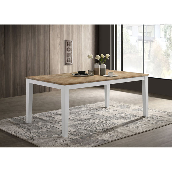 English Elm Prager Farmhouse Rectangular Dining Table with True-Edge Brown Top and White Tapered Legs, Versatile Design B062P353239