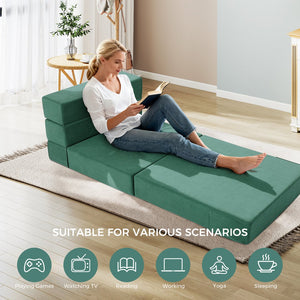 English Elm Folding Floor Sofa Bed with Five Section High Density Foam for Dorms and Small Spaces T5880P498064