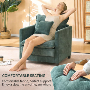 English Elm Comfy Modern Accent Chair Thick Cushioned Seat with Pillow Set for Reading Nooks W1893P396306