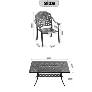 English Elm 7-piece Cast Aluminum Outdoor Dining Set with Ornate Relief Patterned Chairs and Table W1710S00638