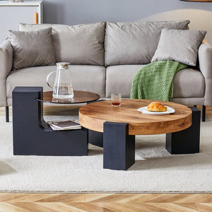 English Elm The Two Tier Detachable Mdf Coffee Table for Flexible Modern Living Room Style W1151P184838