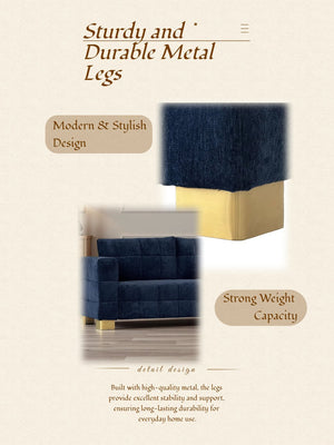 English Elm FX-P54-RB Modern Chenille 3-Seater Sofa with Wide Arms, Tufted Box Stitching & Stainless Legs for Durable Comfort Retro Blue W576S00170