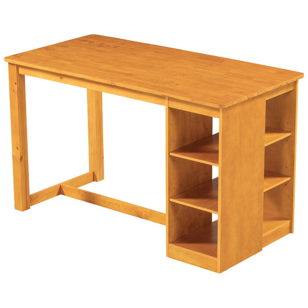 English Elm Topmax 5-Piece Farmhouse Counter Height Dining Table Set With Storage & Upholstered Chairs In Brown N717S000141N-GIGA