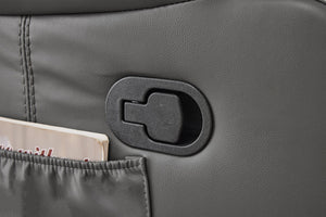 English Elm Black Air Leather Massage Recliner with Vibration Heating for Living Room Lounge Gray B2766P488713