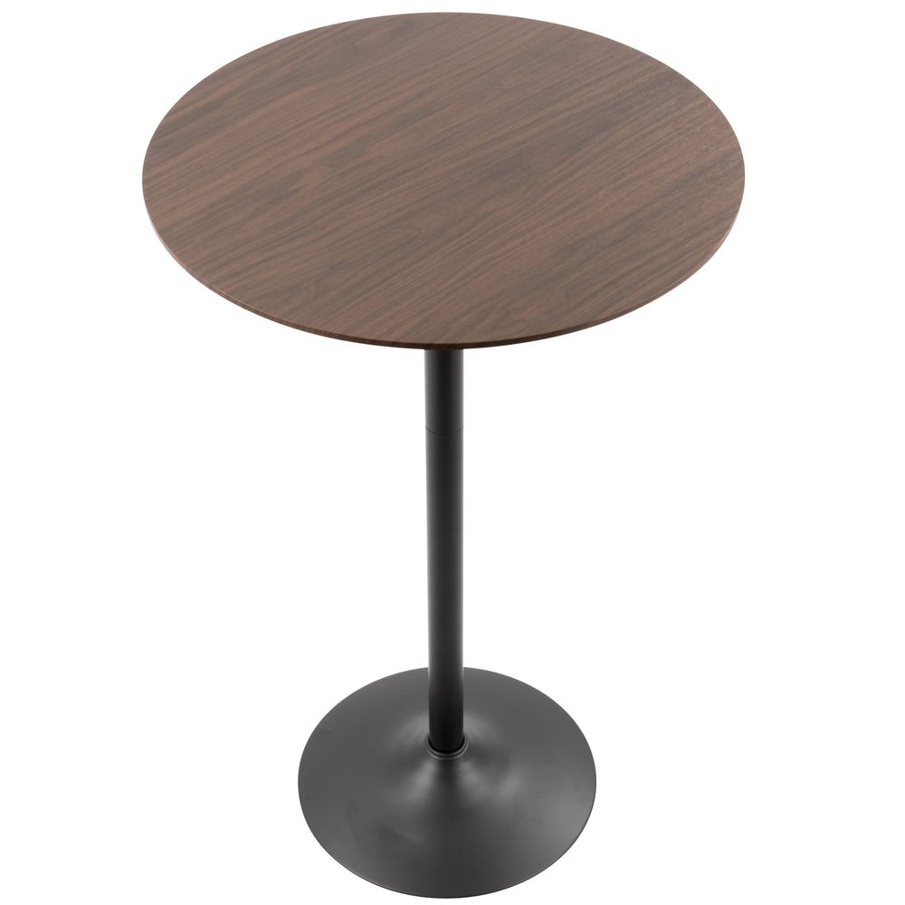 English Elm Mid-century Round Bistro Table Adjusts From Dining to Bar Height in Black Wood B202P223391