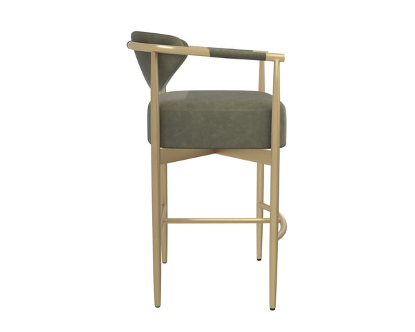 Sunpan HELOISE Barstool - Luxurious Ivanhoe Pine Faux Leather & Gold Stainless Steel Frame for Stylish Comfort 112662