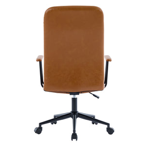 English Elm Antique Pu Leather High Back Office Chair with Swivel Gas Lift and Padded Armrests Antique Brown W3149S00005