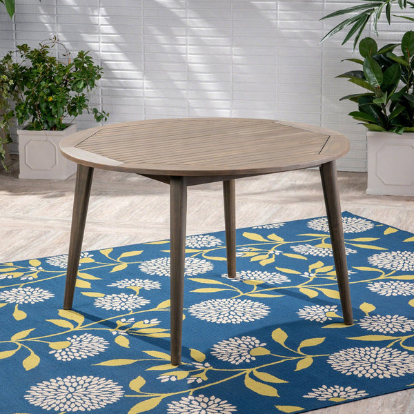 English Elm Stamford Solid Acacia Outdoor Square Dining Table Seats Four with Gray Modern Finish 63119.00GRY