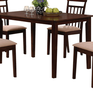 English Elm Espresso 5-Piece Dining Set with Beige Microfiber Cushions, Slatted Backs, Warm Veneer Finish Elegance B062P189103
