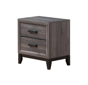 English Elm MIRAGE Grey Nightstand with 2 Soft-Glide Drawers, Solid Wood+MDF, Foil Grey Finish & Black Hardware B201P226161