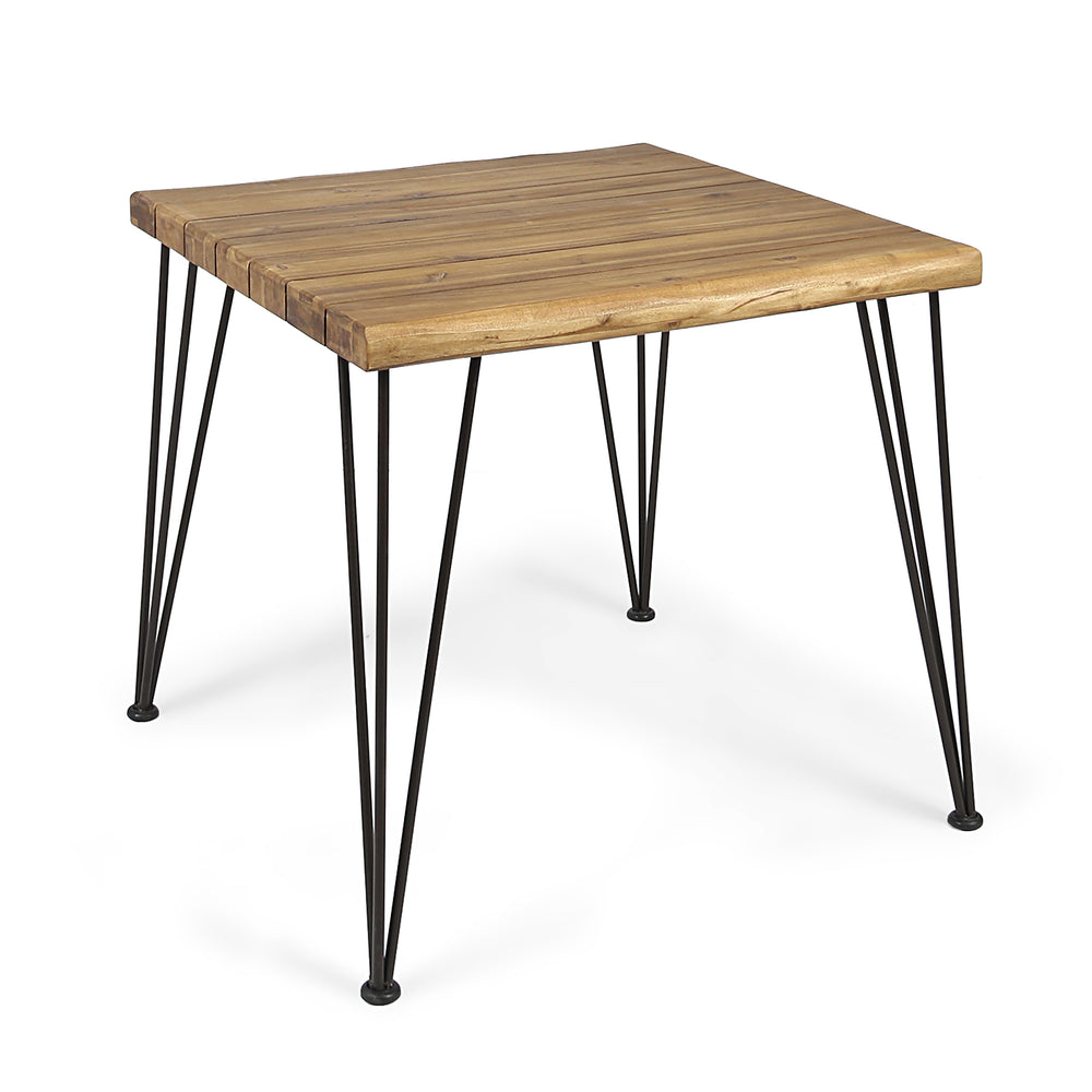 English Elm Christopher Knight Home® - ZION Teak Outdoor Acacia Wood Table with Powder-Coated Hairpin Legs, Slat Top, Weather-Resistant Finish 62982.00