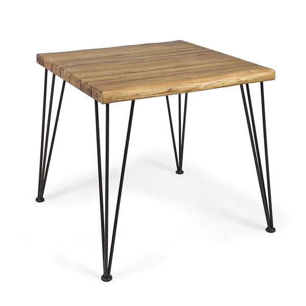 English Elm Christopher Knight Home® - ZION Teak Outdoor Acacia Wood Table with Powder-Coated Hairpin Legs, Slat Top, Weather-Resistant Finish 62982.00