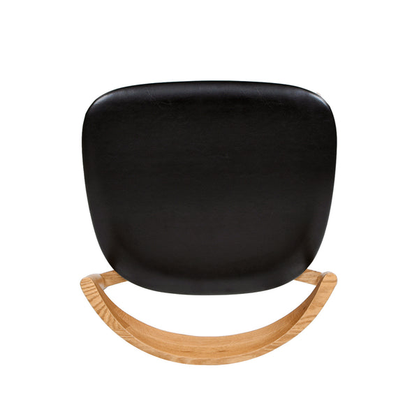 English Elm Jennifer Taylor Home - Raven Solid Oak Stacking Sculpted Dining Chair – Mid-Century Natural Finish, Black Faux Leather Comfort (Stackable) B2719P238276