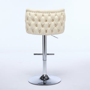 English Elm A&A Modern Swivel Barstools Set Of 2 - Adjustable Height, Chrome Base, Ergonomic Pu Upholstered Comfort W1143P193492