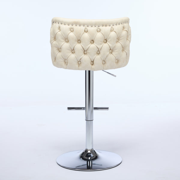 English Elm A&A Modern Swivel Barstools Set Of 2 - Adjustable Height, Chrome Base, Ergonomic Pu Upholstered Comfort W1143P193492