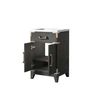 English Elm Black Oak Single Bath Vanity With Acrylic Top - Stylish 20" W Storage Solution For Small Spaces B2731P260888