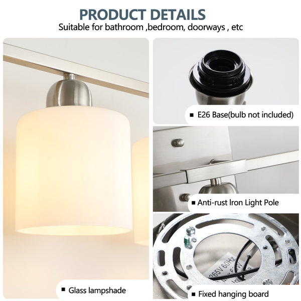 English Elm 10-Light Nickel Vanity Light 34.65in Chrome Farmhouse Wall Sconce with Milky Glass Shades, Dimmable Elegance W2312P374855